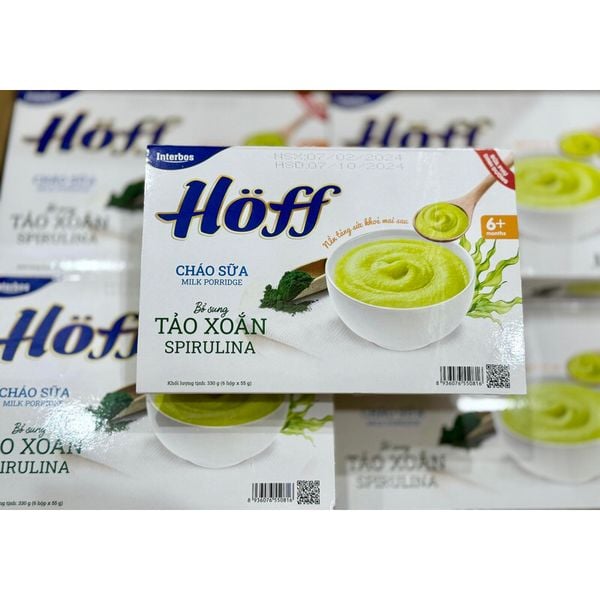 Cháo Sữa Hoff Bổ Sung Chất Xơ Hệ Tiêu Hoá Cho Bé Từ 6 Tháng Vị Cháo Mạch, Tảo Xoắn (Lốc 6 Hộp)