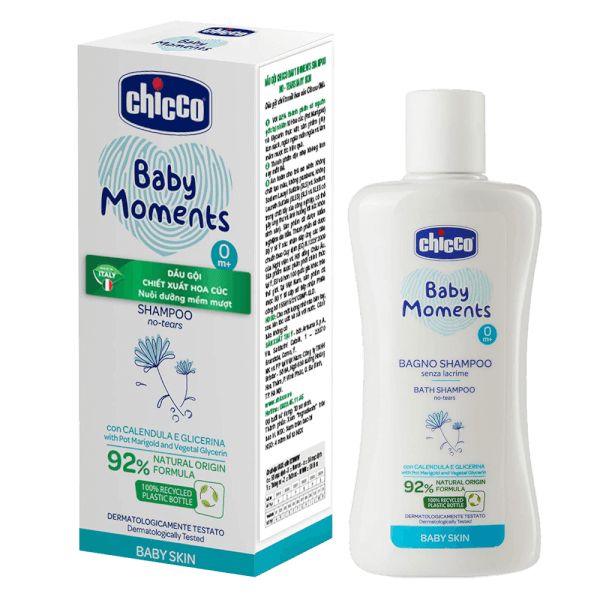 Sữa tắm gội chiết xuất Hoa Cúc 0M+ Chicco 200ml, Giúp Làm Mềm Tóc Và Giữ Ẩm Cho Da Bé