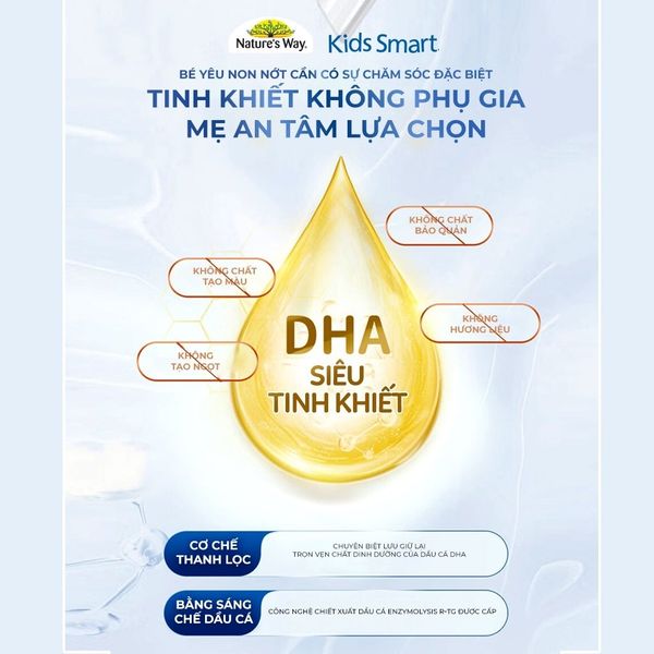 DHA Nature's Way Kids Smart Drops DHA Dạng Giọt 20ml Giúp Tăng Trí Thông Minh, Phát Triển Não Bộ Cho Bé