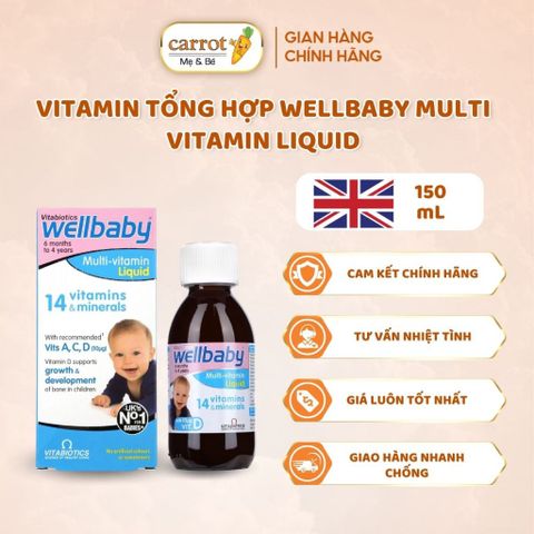 Vitamin Tổng Hợp Wellbaby Multi Vitamin Liquid 150ml Cho Bé Từ 6 Tháng - 4 Tuổi