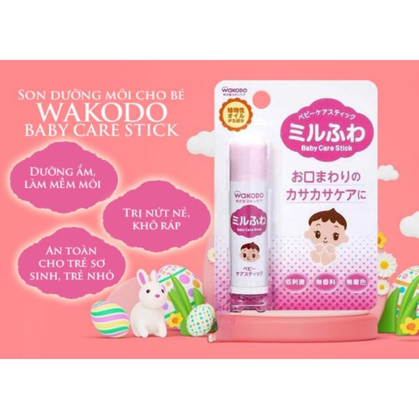 Son Dưỡng Môi Wakodo Cho Bé Từ Sơ Sinh Nhật Bản, Mềm Mịn Chống Khô Môi