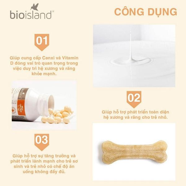 Viên Nhai Canxi Sữa Hữu Cơ Bioisland For Kid 90 Viên Cho Bé Phát Triển Toàn Diện, Cao Lớn, Khỏe Mạnh, Chống Còi Xương