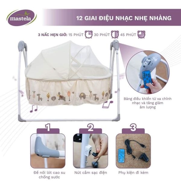 Nôi Tự Động Cao Cấp Mastela SG239-G - Màu Ngẫu Nhiên