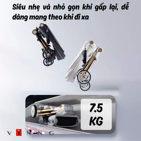 Xe Đẩy Gấp Gọn Vinng Q7 Cho Bé, Xoay Đảo Chiều Có Mái Xe Và Khu Xe Chắc Chắn