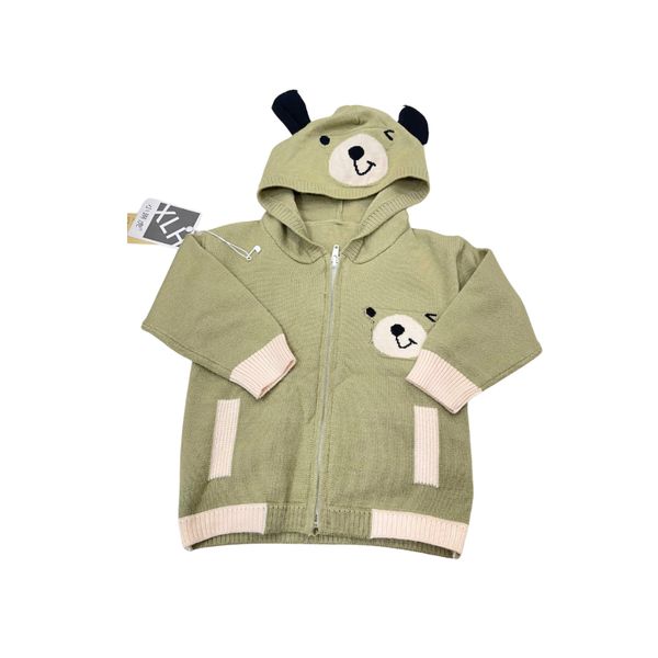 Áo Khoác Len Có Mũ Bé Trai Hình Gấu, Áo Khoác Cho Bé Mặc Thu Đông