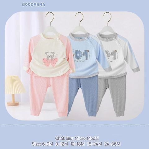 Bộ Dài Tay GoodMama Chất Liệu Micro Modal GBD4-26 Cho Bé Trai, Bé Gái 24-36M