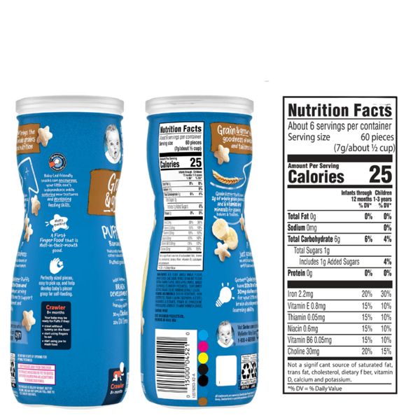 Bánh Ăn Dặm Gerber Puffs Hình Ngôi Sao 42G Đủ Vị Cho Bé 8M+