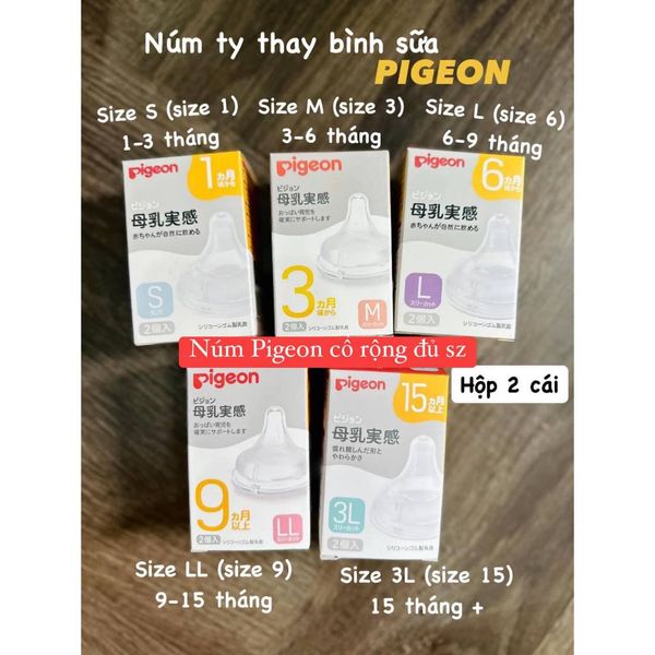 Núm Ti Pigeon Cổ Rộng Siêu Mềm Đủ Size Hàng Chính Hãng