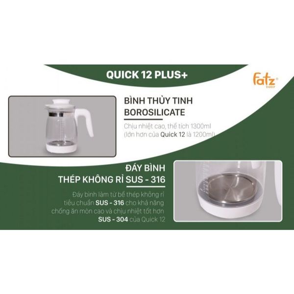 Máy Đun Và Hâm Nước Pha Sữa Điện Tử Fatz Quick 12 Plus FB3504HB