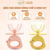 Bàn Chải Đánh Răng Chữ U Silicone Kichi Cho Bé, Có Kèm Nắp Đậy