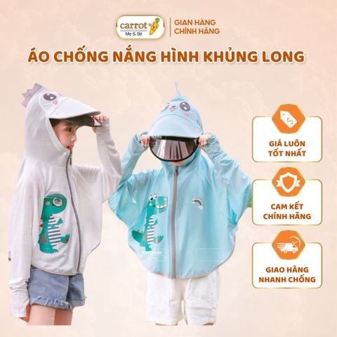 Áo Khoác Nắng Hình Khủng Long Cho Bé - Áo Cho Bé Trai Bé Gái
