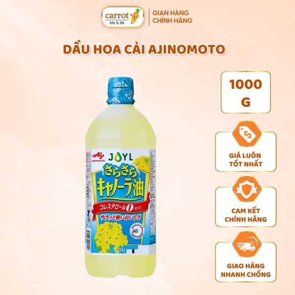 Dầu Hoa Cải Ajinomoto 1000G Nhật Bản, Dầu Ăn Hữu Cơ An Toàn Sức Khỏe (Chai)