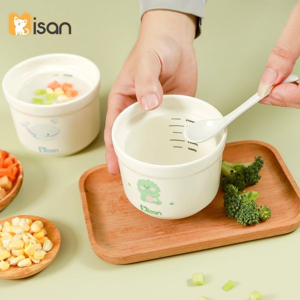 Hũ Sứ Đa Năng 2 Nắp - Misan Có Chia Vạch, Bát Ăn Dặm Cho Bé