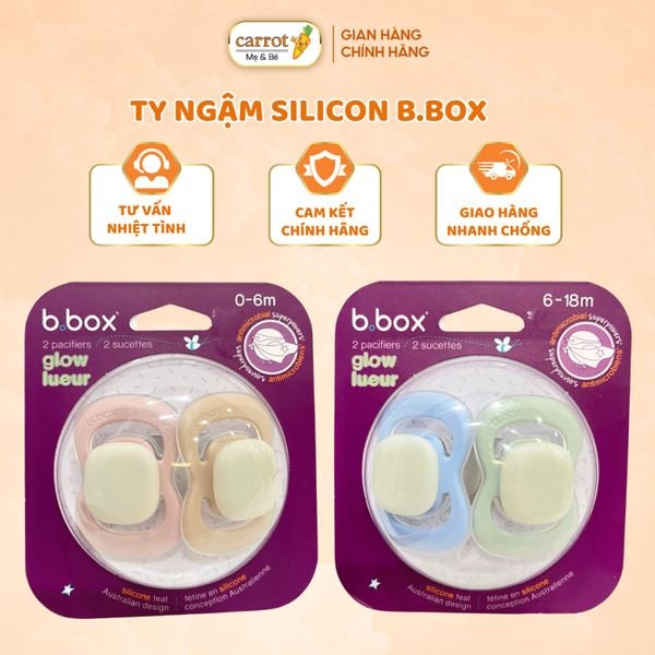 Ty Ngậm Silicone B.BOX Cho Bé Từ 0-18M, Ty Ngậm Cao Su Tự Nhiên Kháng Khuẩn, Có Kèm Nắp Chụp