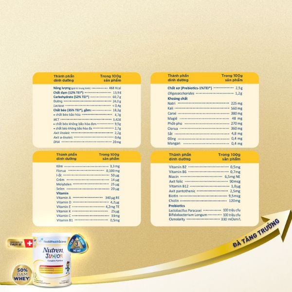 Sữa Nestlé Nutren Junior Thuỵ Sĩ 800g cho trẻ 1 - 10 tuổi