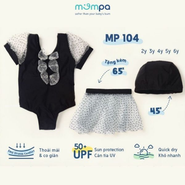 Bộ Bơi Bé Gái Mompa Cho Từ 2Y-6Y, Đồ Bơi Cho Bé