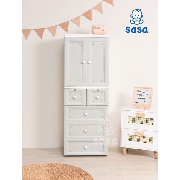 Tủ Nhựa SASA 5 Tầng Màu Xam - Siêu Thị Mẹ Vẹ Và Bé Carrot
