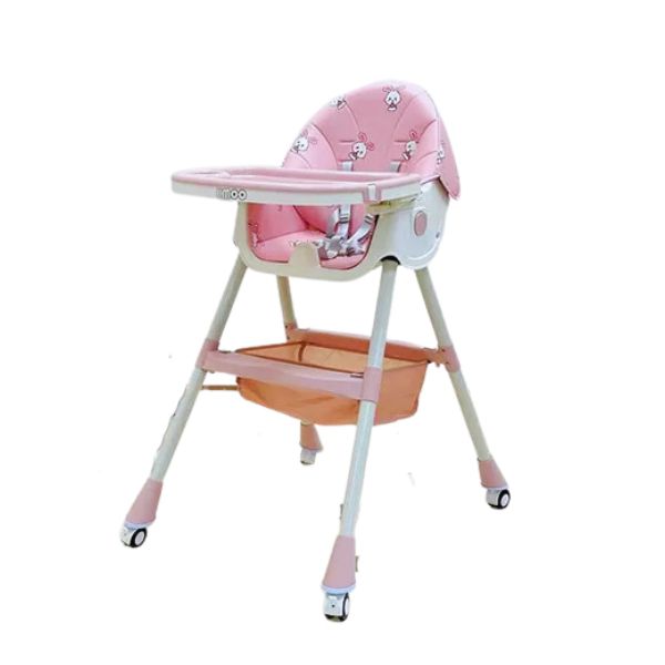 Ghế Ăn Dặm Ngả Lưng Gấp Gọn UMOO Màu Hồng Họa Tiết Thỏ - UM-05145