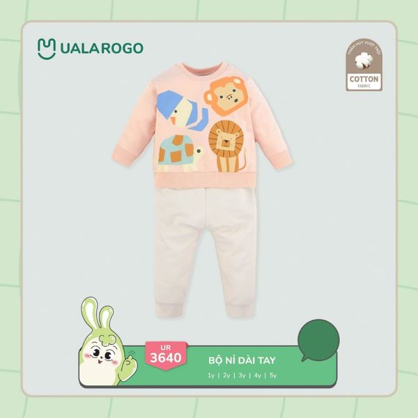 Bộ Dài Tay Nỉ Chéo Ualarogo UR3640 Cho Bé Gái Và Bé Trai