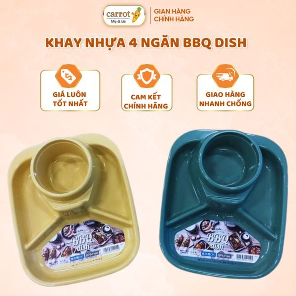 Khay Nhựa 4 Ngăn BBQ Dish, Khay Ăn Dặm Cho Bé