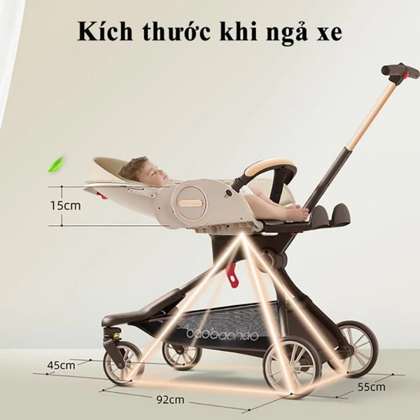 Xe Đẩy Gấp Gọn BAOBAOHAO V9 Đẩy 2 Chiều 3 Tư Thế, Xoay 360 Độ - Hàng Chính Hãng