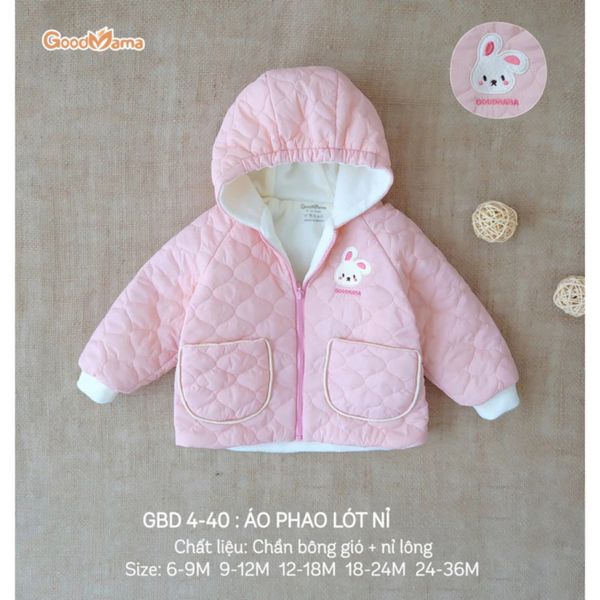Áo Phao Lót Nỉ Trần Bông GOODMAMA Ấm Áp Cho Bé 6 Tháng - 3 Tuổi