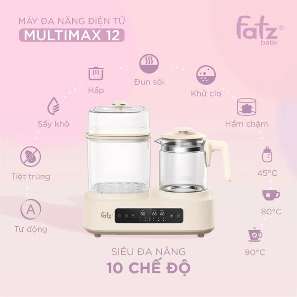 Máy Tiệt Trùng Sấy khô, Hấp, Đun, Hâm nước, Nấu Chậm FATZ Multimax 12 – FB9503KB