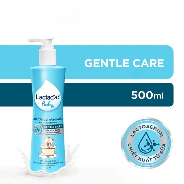 Sữa Tắm Gội Lactacyd baby Gentle Care Xanh Dương, Bảo Vệ Dịu Nhẹ Cho Làn Da Nhạy Cảm, Giảm Rôm Sẩy