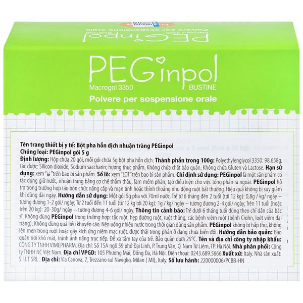 PEGinpol Bột Nhuận Tràng Hộp 20 Gói Hỗ Trợ Giảm Táo Bón Cho Bé - Siêu Thị Mẹ Và Bé Carrot