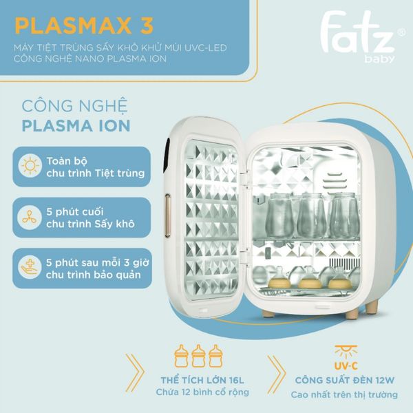 Máy Tiệt Trùng Sấy Khô Fatzbaby UVC-LED Công Nghệ Nano Plasma Lon PLASMAX 3 - FB4792TN