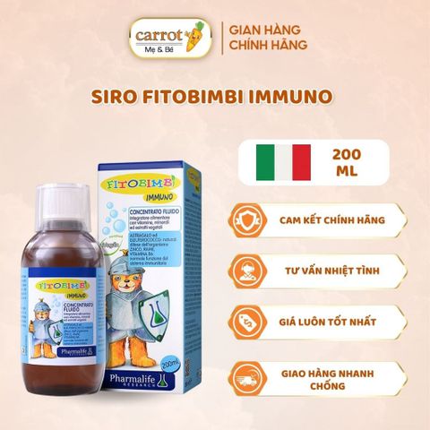 Siro FITOBIMBI IMMUNO - Hỗ Trợ Tăng Cường Sức Đề Kháng Cho Trẻ Em Của Italia Chai 200ml