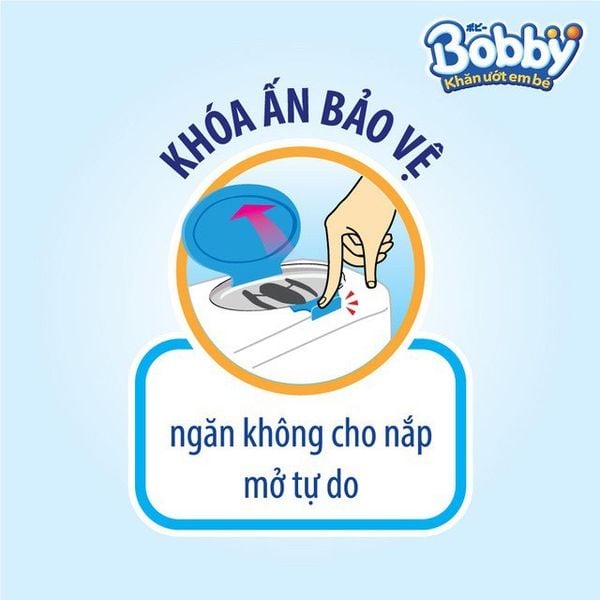 Khăn Ướt Bobby 100 Tờ - Không Paraben, Khôn Alcohol, Không mùi