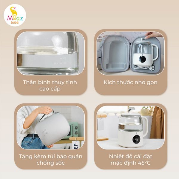 Bình Đun Nước Moaz MB099, Bình Đun Nước 600ML Kèm Túi Đựng Bảo Quản
