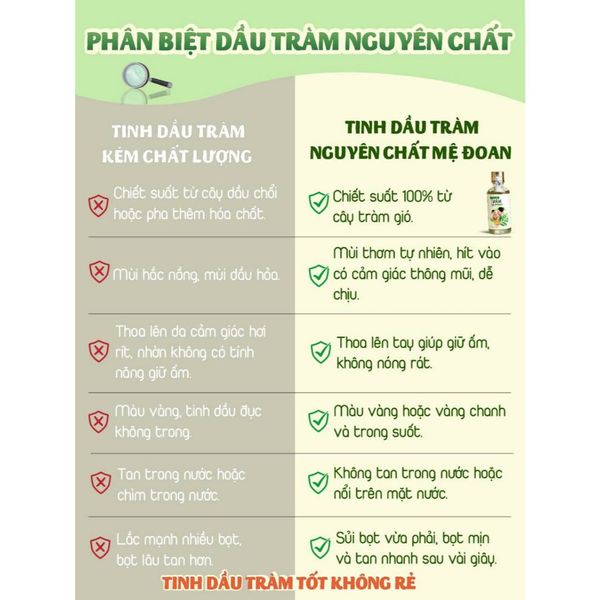 Tinh Dầu Tràm Nguyên Chất MỆ ĐOAN Nguyên Chất Giữ Ấm, Phòng Cảm Lạnh, Xua Đuổi Côn Trùng