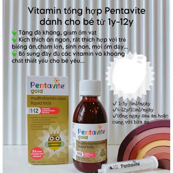 Vitamin Tổng Hợp Tăng Đề Kháng Có Kèm Sắt Pentavite Iron - 100ML Cho Bé 1-12 Tuổi