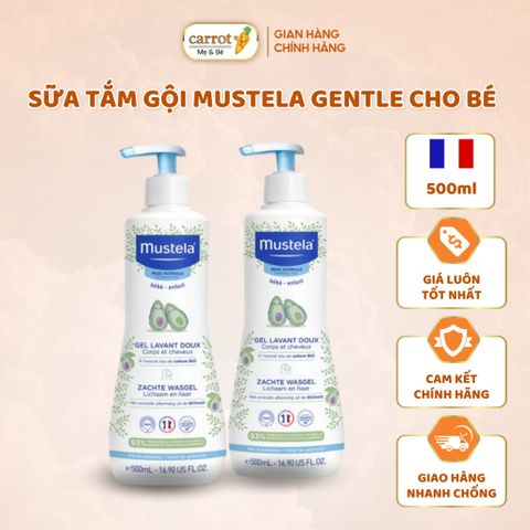 Sữa Tắm Cho Bé Mustela Gentle Da Thường Dung Tích 500ML, Sữa Tắm Gội Toàn Thân, Dưỡng Da Bé - Siêu Thị Mẹ Và Bé Carrot