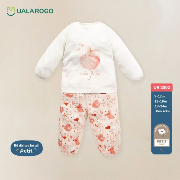 Bộ Dài Tay Bé Gái Petit Ualarogo UR2302, Petit, Vải Thoáng Mát Co Giãn Thấm Hút Mềm Mại Đáng Yêu