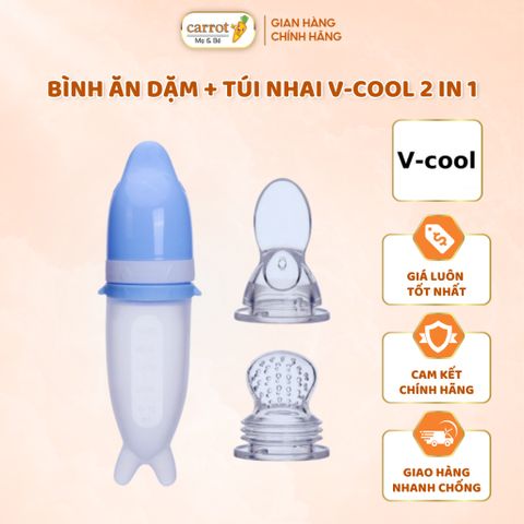Bình Ăn Dặm Và Túi Nhai V-Cool 2In1 Cho Bé
