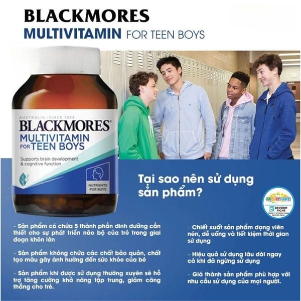 Blackmores Multivitamin For Teen Boys 60 Viên Vitamin Tổng Hợp Cho Bé Trai