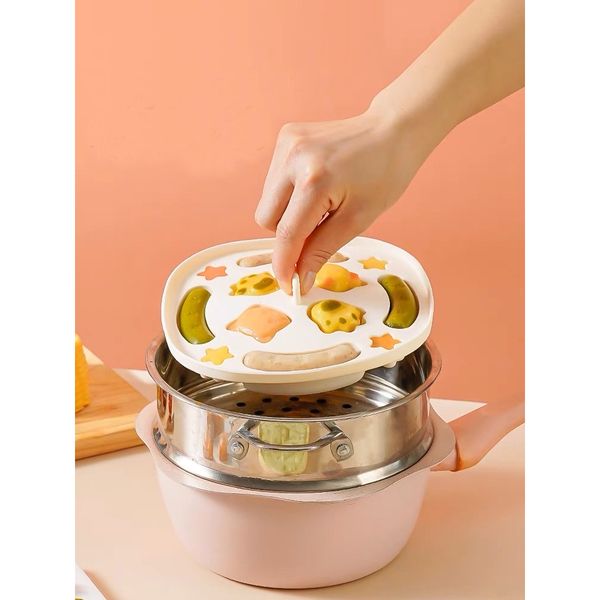 Khuôn Silicon Hình Thú Làm Bánh, Xúc Xích Thức Ăn Cho Bé, Khuôn Hấp Bánh Có Nắp