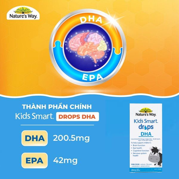 DHA Nature's Way Kids Smart Drops DHA Dạng Giọt 20ml Giúp Tăng Trí Thông Minh, Phát Triển Não Bộ Cho Bé