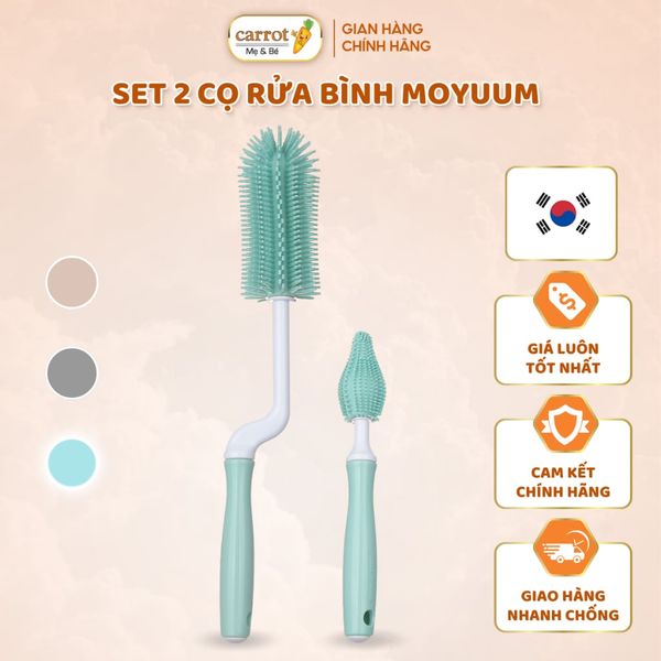 Cọ rửa bình silicone Moyuum Set 2 Cọ - Cọ Bình Sữa, Cọ Đầu Ti, An Toàn Cho Bé