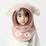 Mũ Len Lông Cừu Trùm Đầu Có Kính Chắn Gió Chống Bụi Cho Bé Trai Bé Gái, Kính Có Thể Tháo Rời
