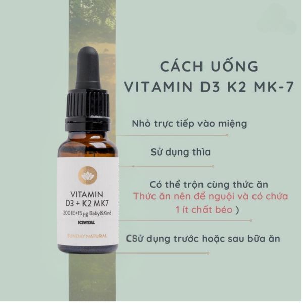 Vitamin Cho Bé  D3 K2 MK7 Sunday Nature Giúp Tăng Chiều Cao Cho Bé