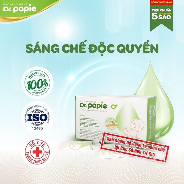Gạc Rơ Lưỡi Dr. Papie - Rơ Lưỡi Cho Bé Sơ Sinh, Hàng Chính Hãng Hộp 30 Cái