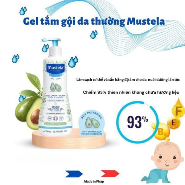 Sữa Tắm Cho Bé Mustela Gentle Da Thường Dung Tích 500ML, Sữa Tắm Gội Toàn Thân, Dưỡng Da Bé - Siêu Thị Mẹ Và Bé Carrot