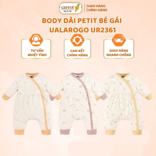 Body Sơ Sinh Dài Tay Ualarogo UR2361 Petit Cotton Mềm Mịn Thoáng Mát Cao Cấp Bé Trai Bé Gái