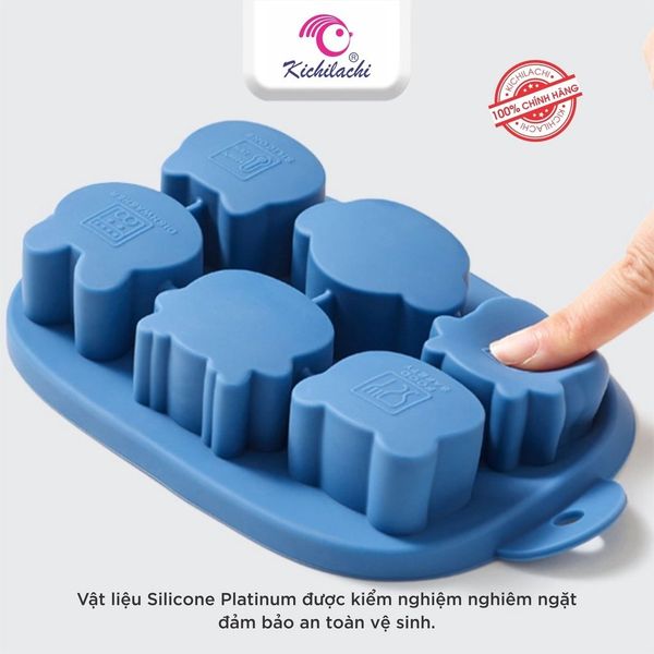Khay Trữ Đông silicone KICHI, Bảo Quản Đồ Ăn Cho Bé, Kèm Nắp Đậy Có 6 Ngăn Hình Thú