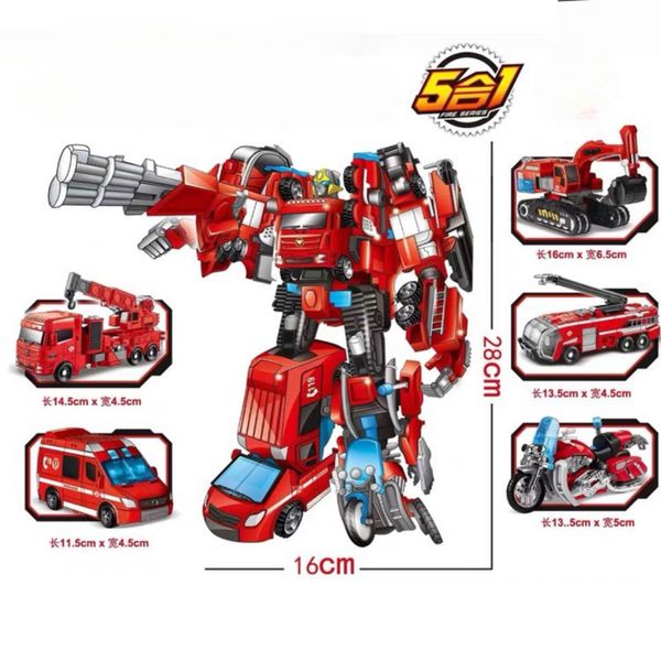 Bộ 5 Xe Biến Hình Robot ZJ899-86 Cho Bé, Đồ Chơi Robot