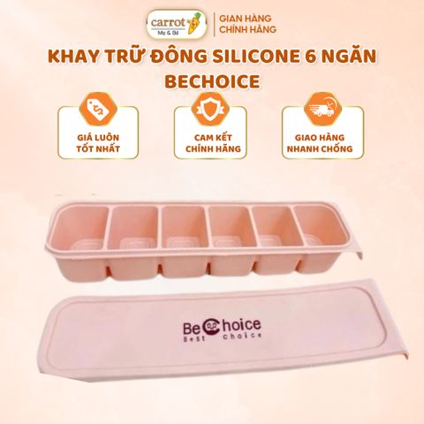 Khay Trữ Đông Silicone BECHOICE 6 Ngăn, Khay Trữ Đồ Ăn Dặm, Khay Đựng Đá
